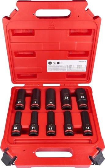 סט בוקסות עמוקות “1/2 10-24 מ”מ 10 יחידות Milwaukee-SHOCKWAVE